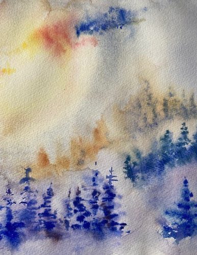 Debbie, Winter, watercolour.